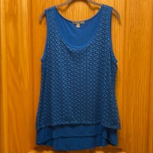 Blue Sleeveless Layered Top